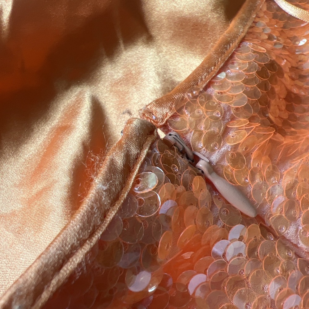 NWT Caroline Constas Orange Sequin Halter Midi‎ Dress Size Small  Cruise Fancy - Picture 9 of 12